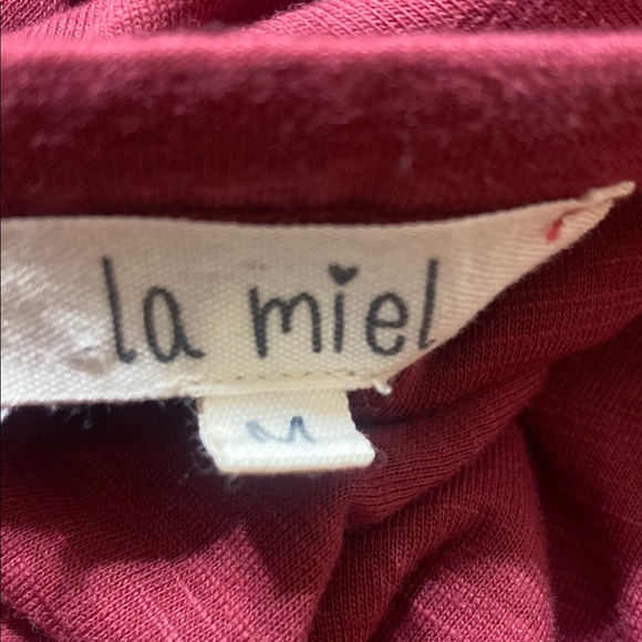 La Miel mauve Red Short Sleeve ruched body con mini Dress size medium - Picture 7 of 8